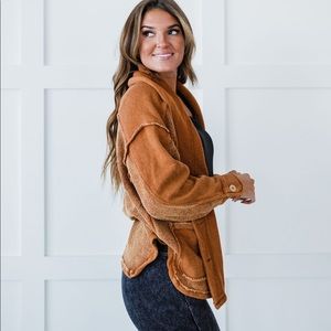 Zenana Terry Button Front Jacket with Pockets